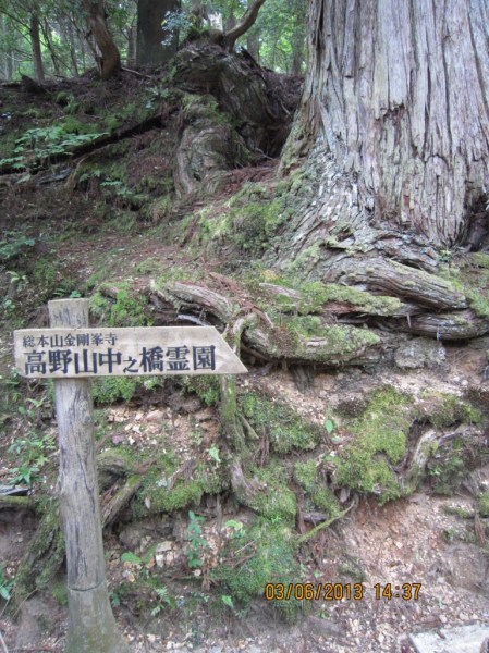 Koya-san: Pointing the way to Kobo Daishi's grave.