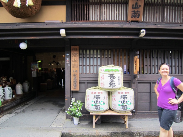 Sampling sake in Takayama.
