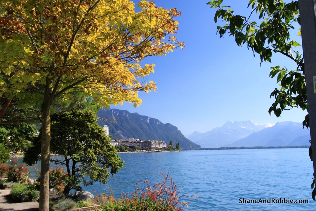 Strolling along the waterfront in Montreux.